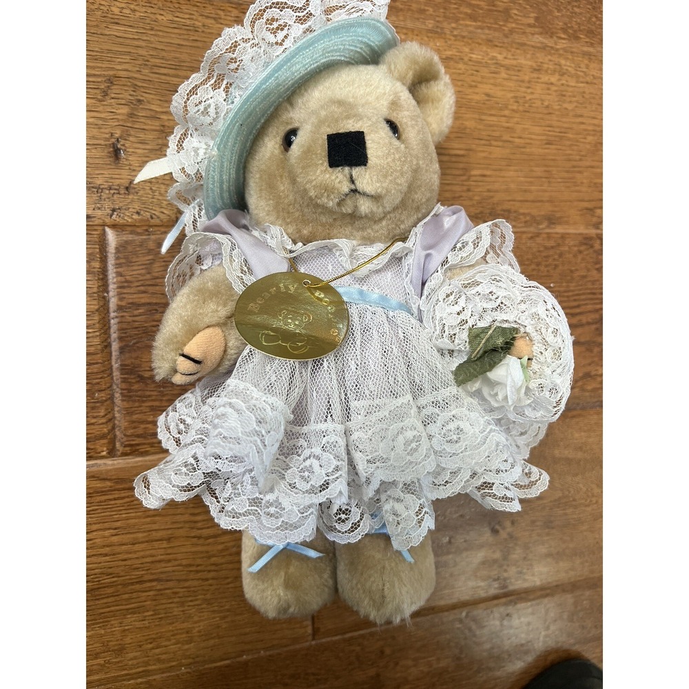Vintage Bearly People Teddy Bear Vicorian Lace‎ Jointed With Flowers And Tags
